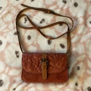 Patricia Nash Dusty Rose Leather Crossbody with Tan Strap